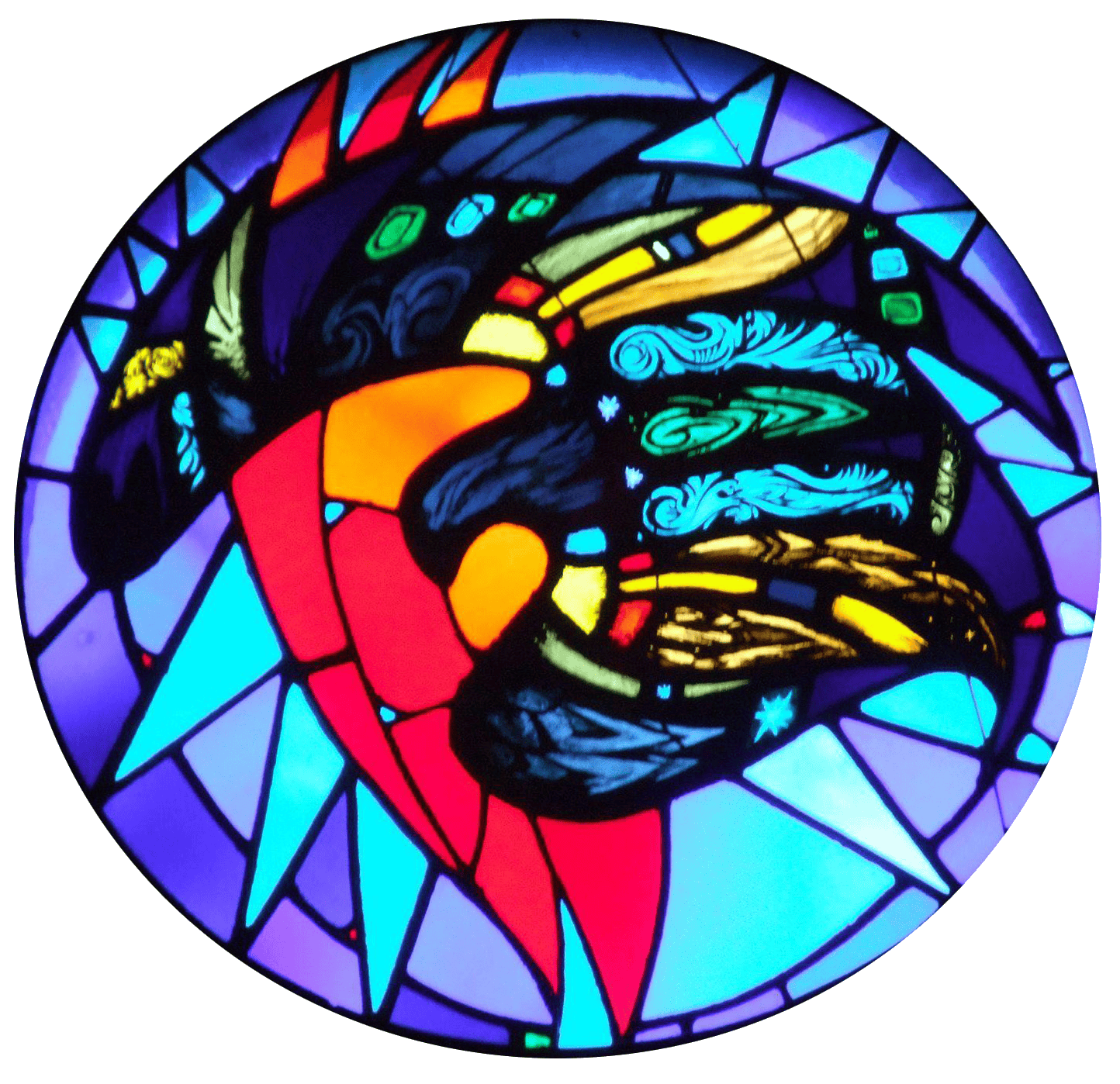 St. Thomas Episcopal Church stained glass window St. Thomas Episcopal Church stained glass featuring a bird design.